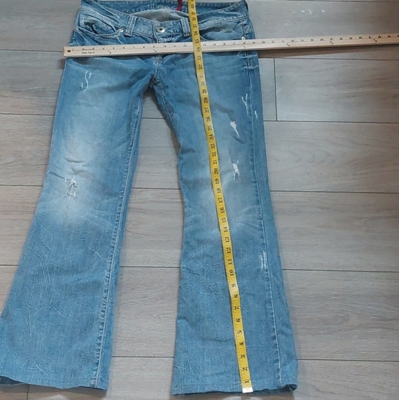 Guess Daredevil Flare Leg Blue Jeans Size 32 - Picture 9 of 11